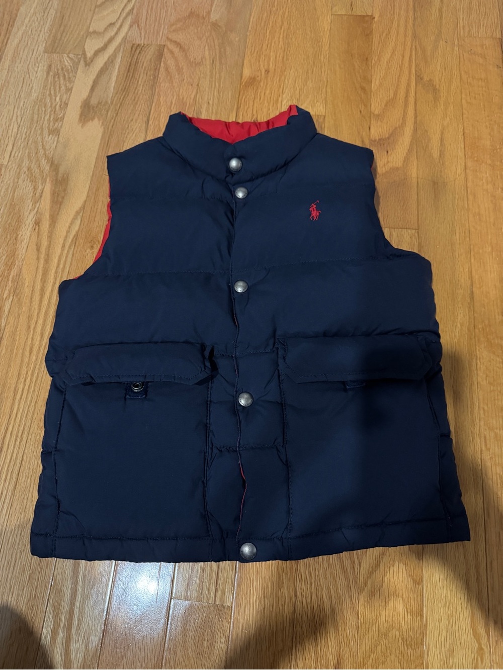 Ralph Lauren Boys Reversible Puffer Vest Size 6 Navy & Red